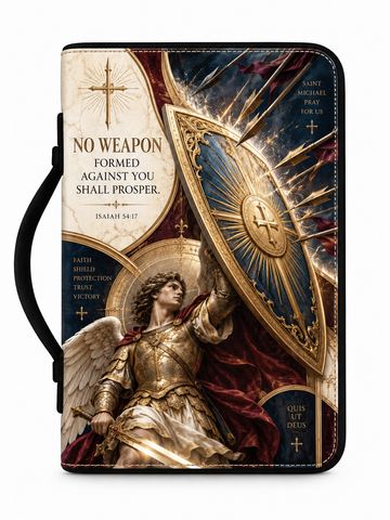 St. Michael No Weapon Shall Prosper Leather Clutch Bag