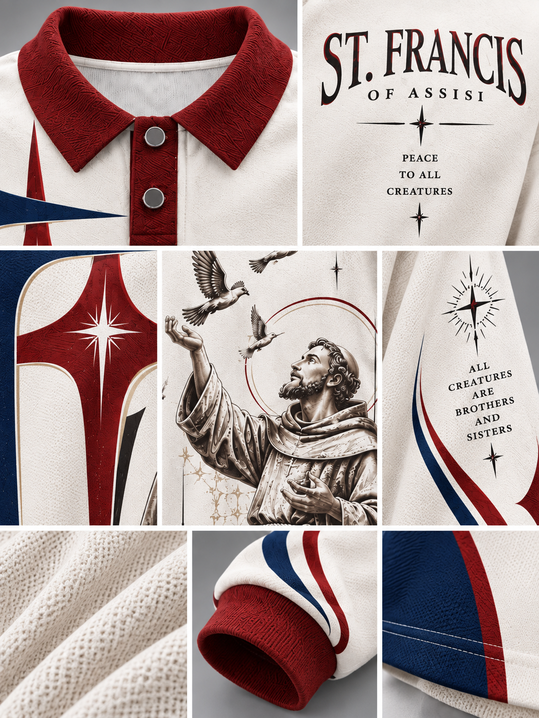 St. Francis Of Assisi Peace To All Creatures Long Sleeve Polo