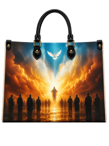 The Holy Spirit Divine Revelation Leather Tote Bag