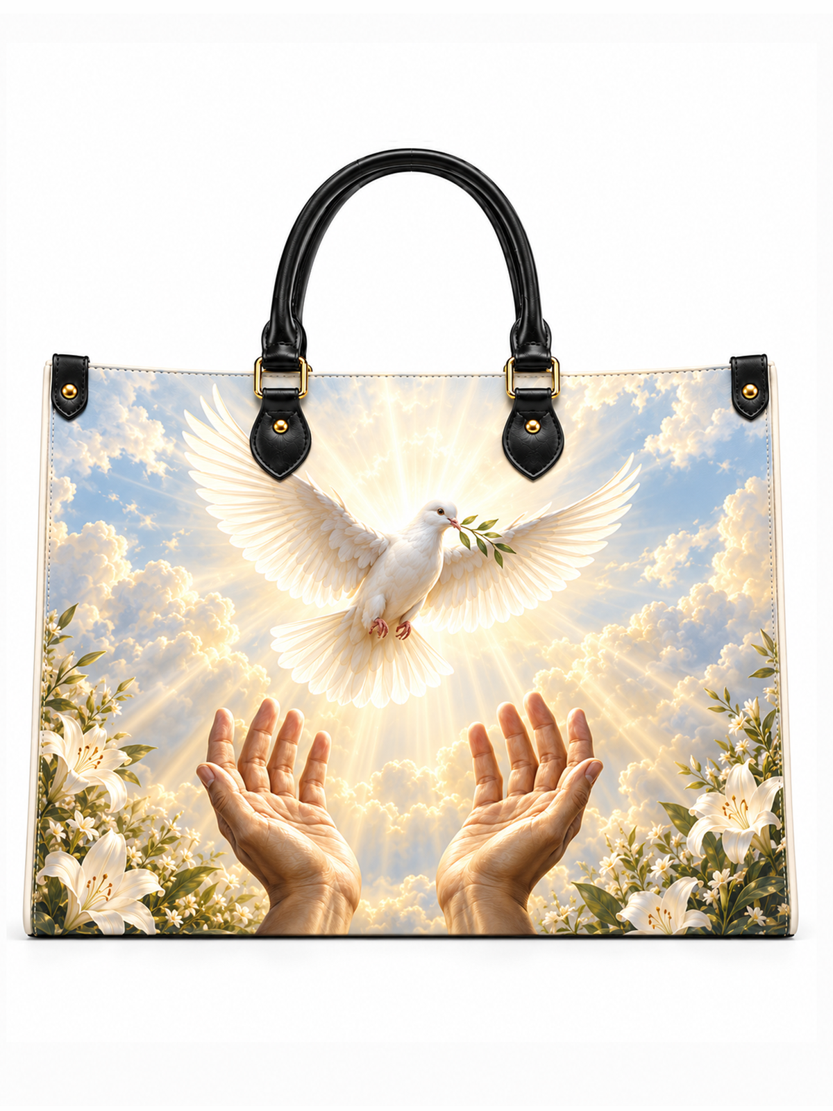 The Dove Of Peace Leather Tote Bag