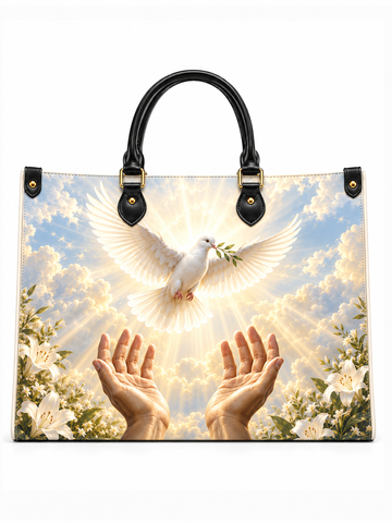 The Dove Of Peace Leather Tote Bag
