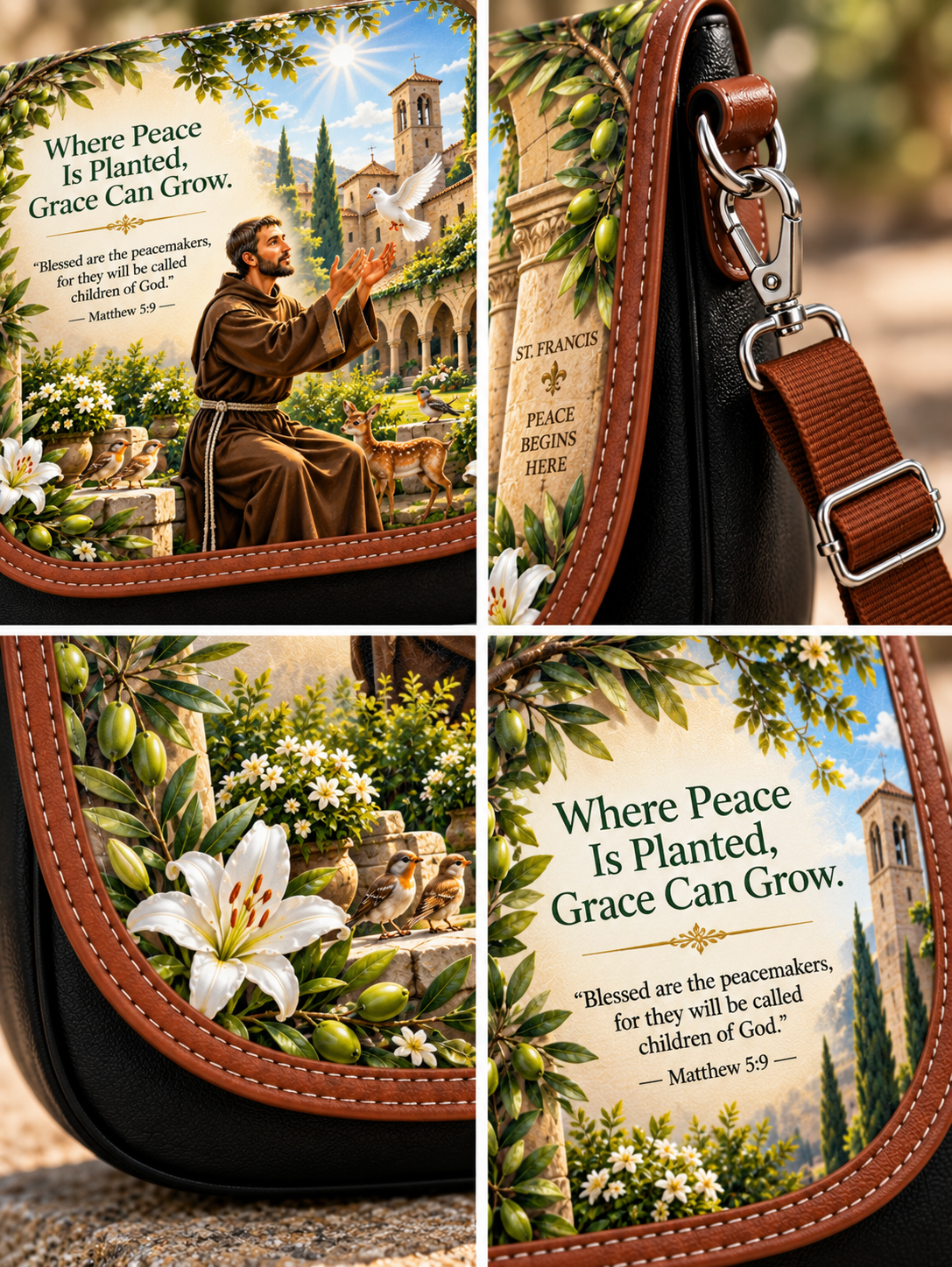St. Francis Blessed Are the Peacemakers Saddle Bag