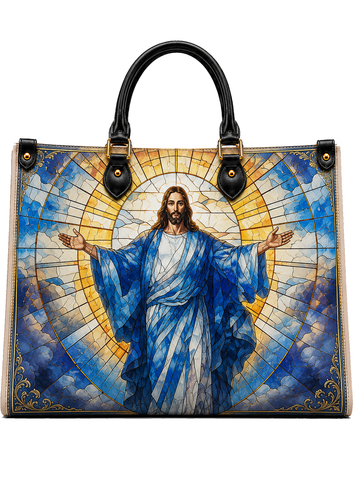 The Son Light Of Grace Leather Tote Bag