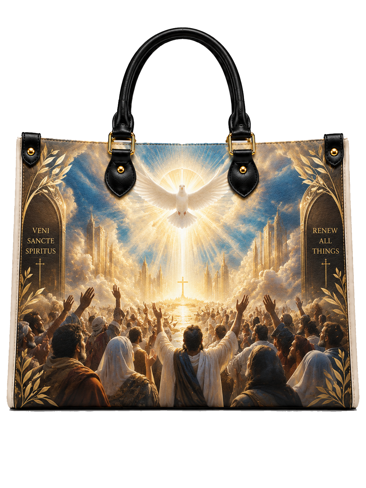 The Holy Spirit Of Heaven Leather Tote Bag