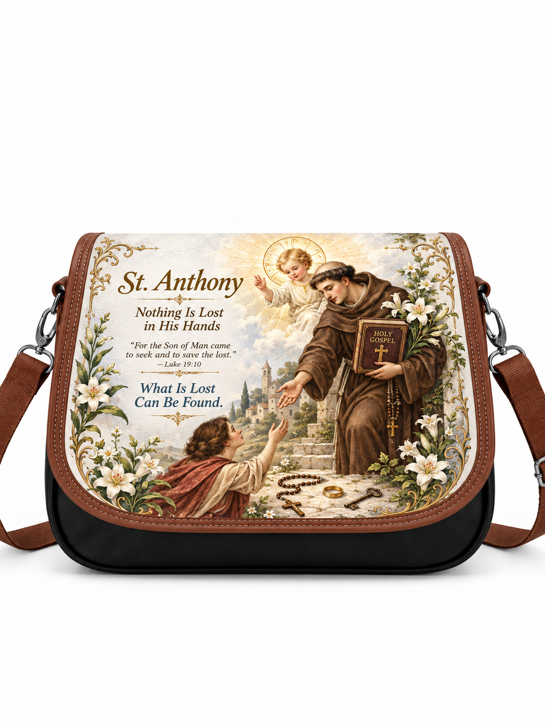 St. Anthony Nothing Is Lost In His Hands Saddle Bag