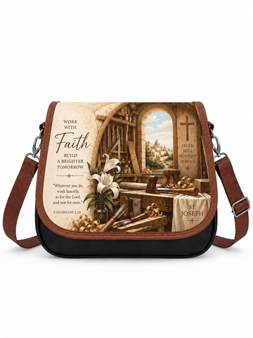 St. Joseph Work Heartily For The Lord Saddle Bag