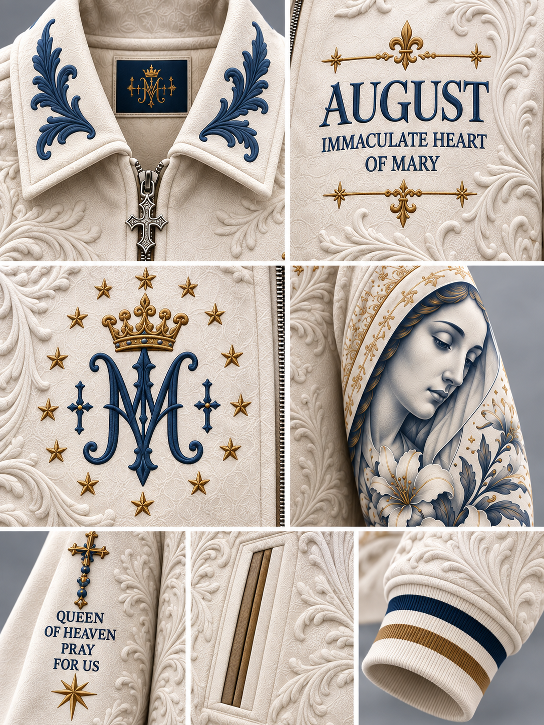 Immaculate Heart Of Mary Queen Of Heaven Collar Zip-up Jacket