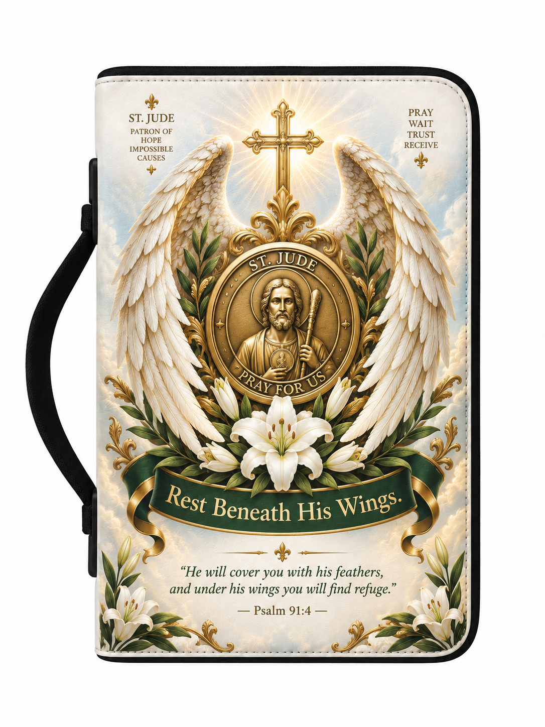 St. Jude Under His Wings Leather Clutch Bag