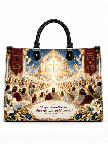 All Saints & Holy Souls The Great Multitude Leather Tote Bag