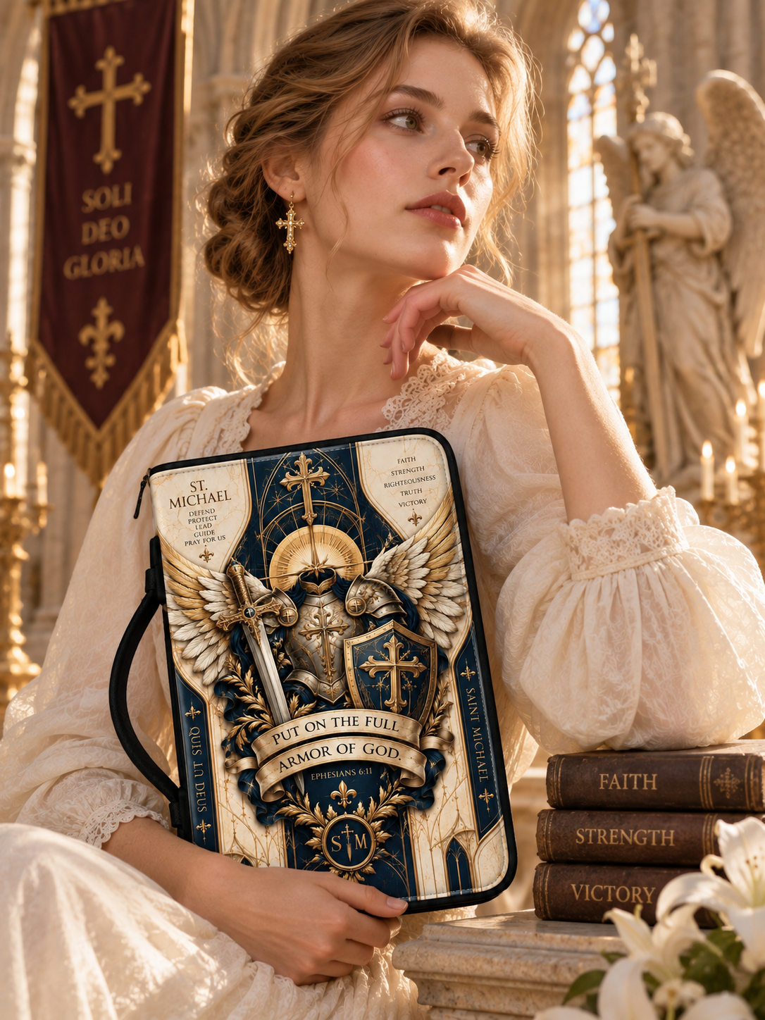 St. Michael Put On The Full Armor Of God Leather Clutch Bag