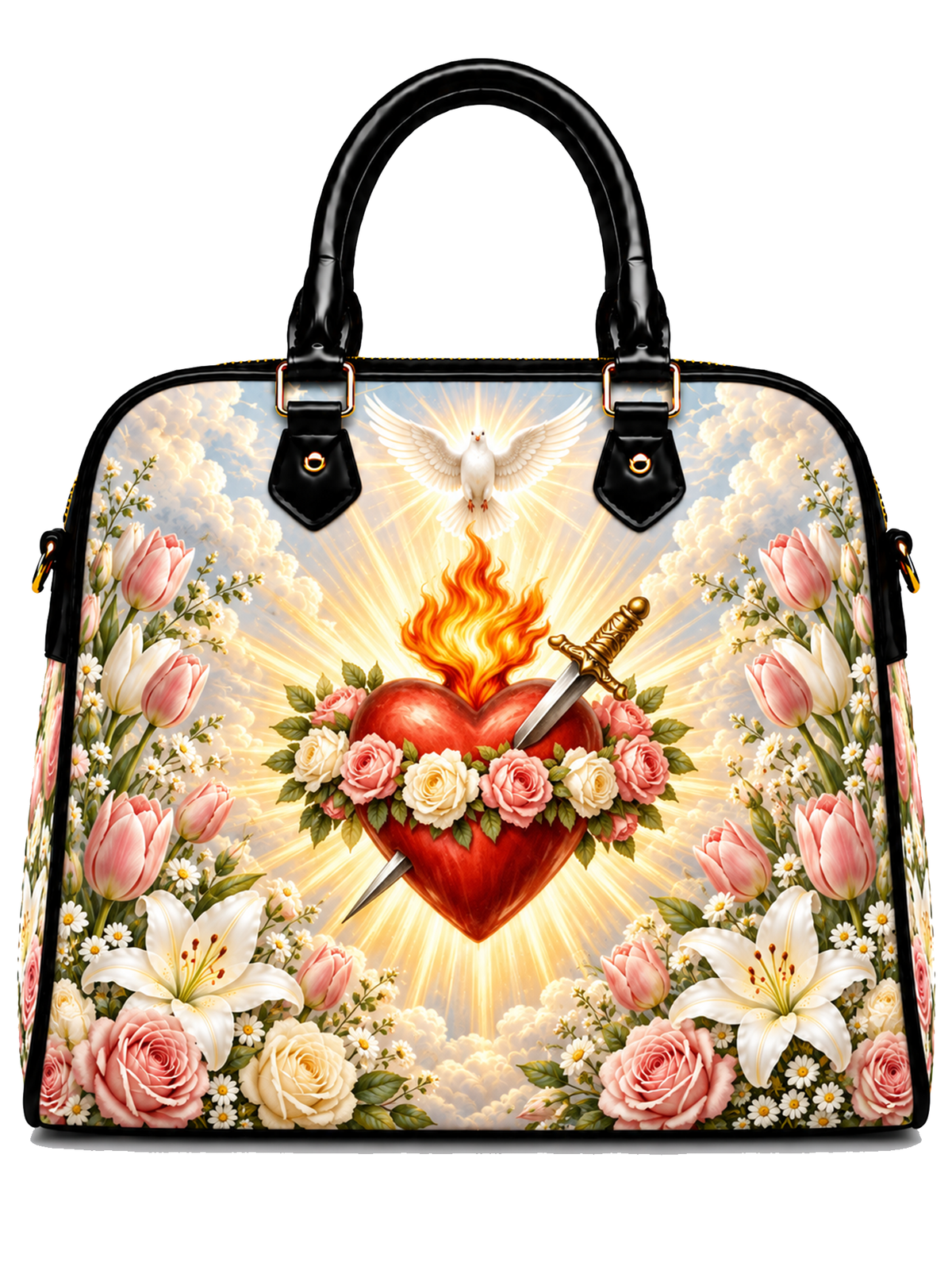 The Sacred Heart In Bloom Dome Bag