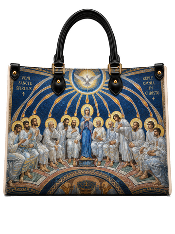 The Holy Spirit Pentecost Glory Leather Tote Bag