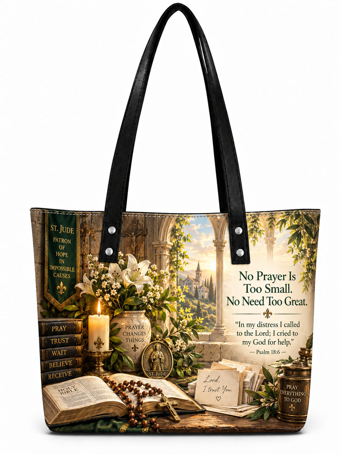 St. Jude No Prayer Is Too Small Shoulder Tote Bag