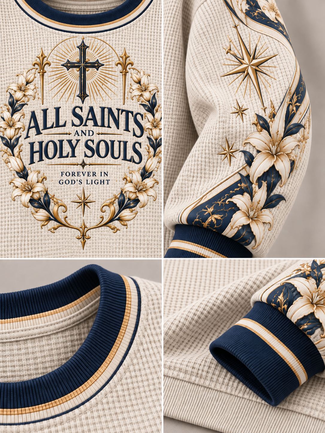 All Saints & Holy Souls Forever In God's Light Women's Waffle Sweatshirt