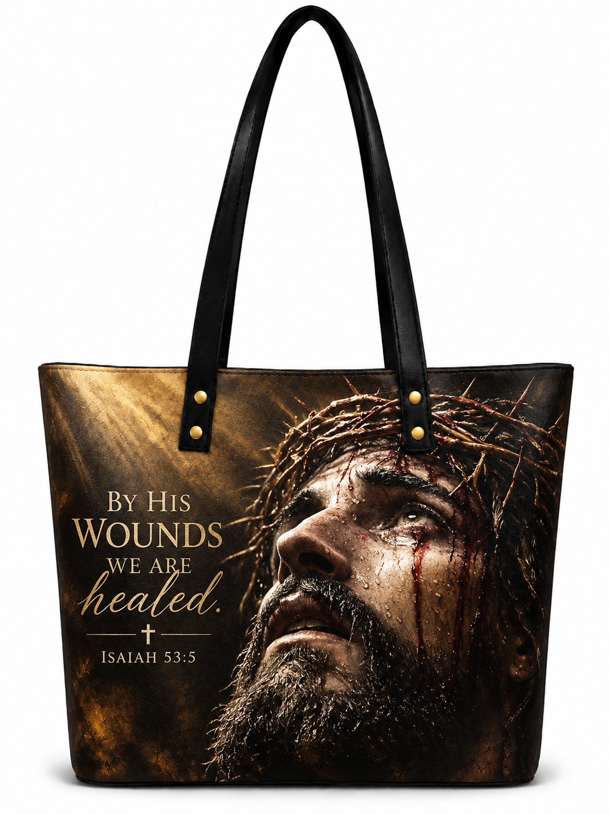 Crown of Thorns Passion of Christ "By His Wounds" Shoulder Tote Bag