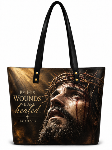 Crown of Thorns Passion of Christ "By His Wounds" Shoulder Tote Bag