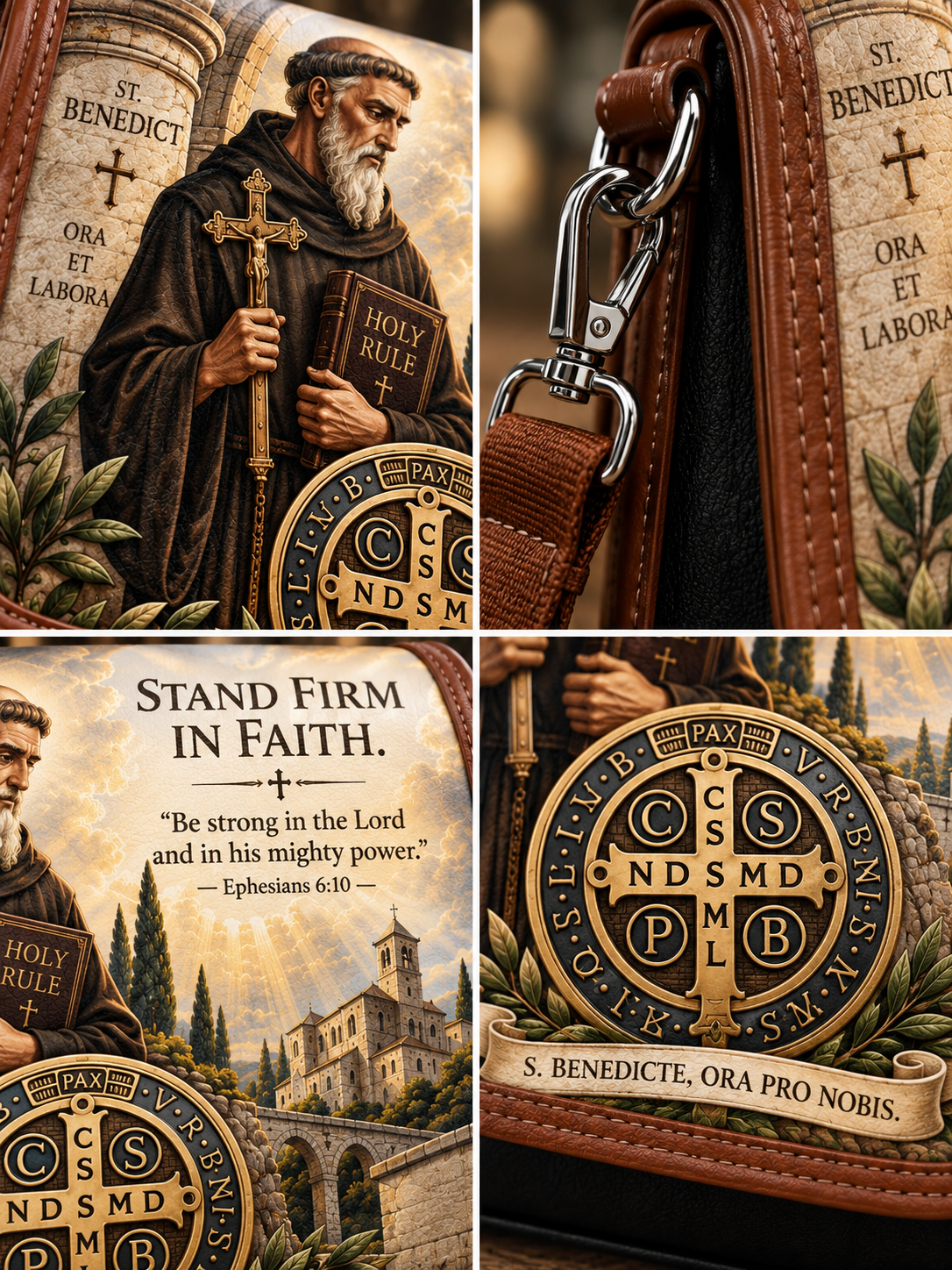St. Benedict Stand Firm In Faith Saddle Bag
