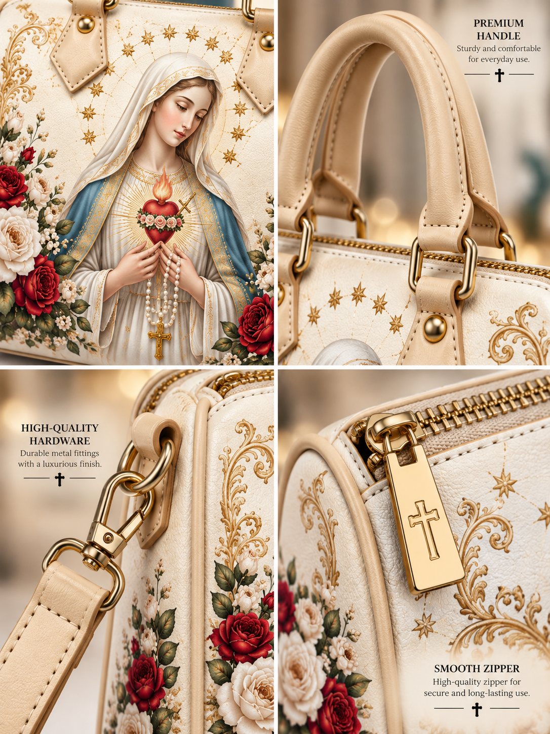Holy Rosary Immaculate Heart Of Grace Boston Bag