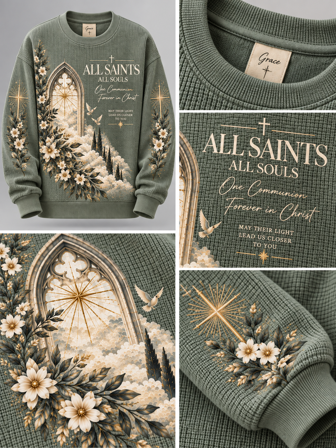 All Saints & Holy Souls Forever In Christ Women's Waffle Sweatshirt