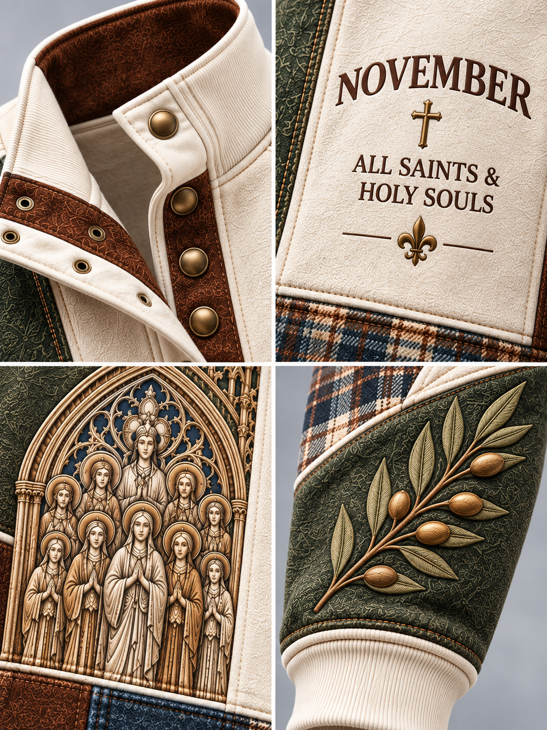 All Saints & Holy Souls Faith Memory Prayer Eternal Life High Neck Button Sweatshirt