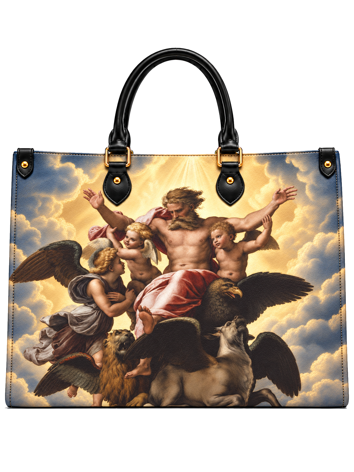 The Father Heavenly Majesty Leather Tote Bag