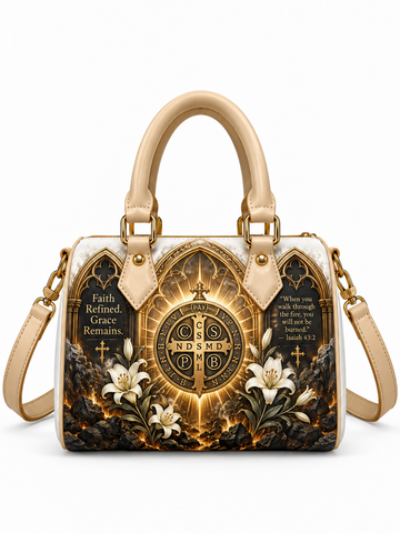 St. Benedict Faith Refined Grace Remains Boston Bag