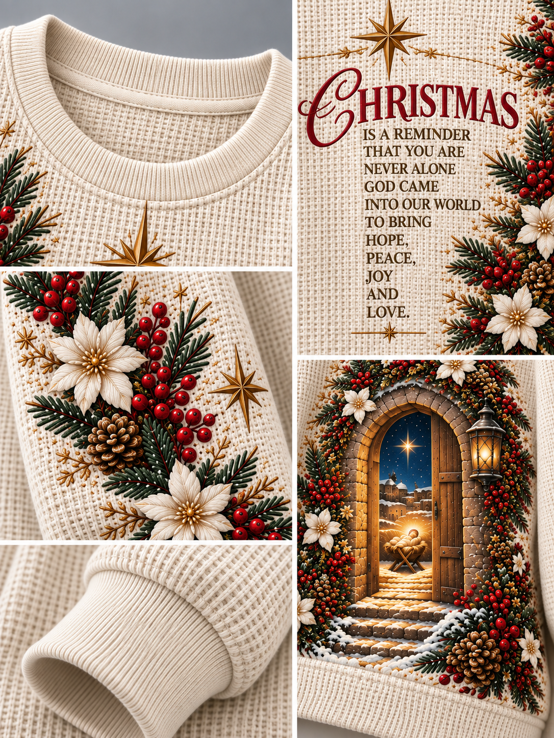 Advent & Christmas You Are Never Alone Women's Waffle Sweatshirt