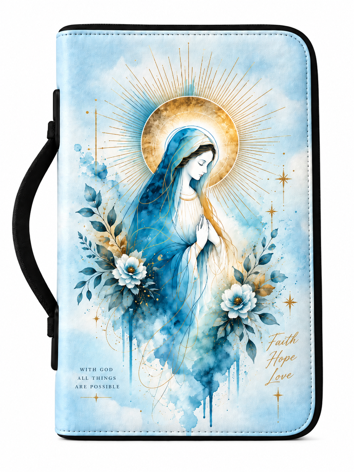 Blessed Virgin Mary Our Lady Of Faith Hope & Love Leather Clutch Bag