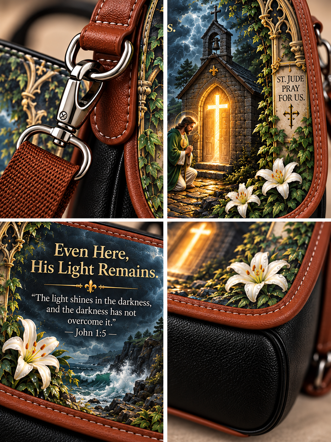 St. Jude Even Here His Light Remains Saddle Bag