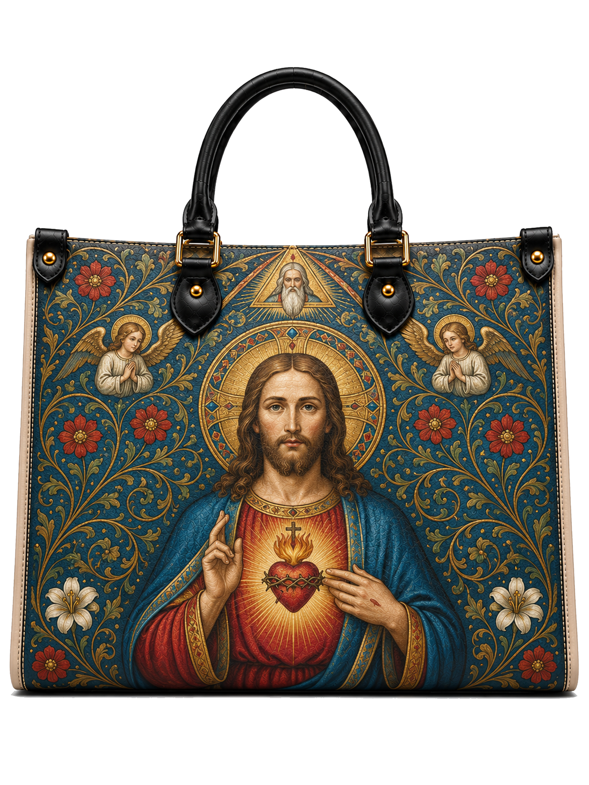 The Son Sacred Heart Premium Leather Tote Bag