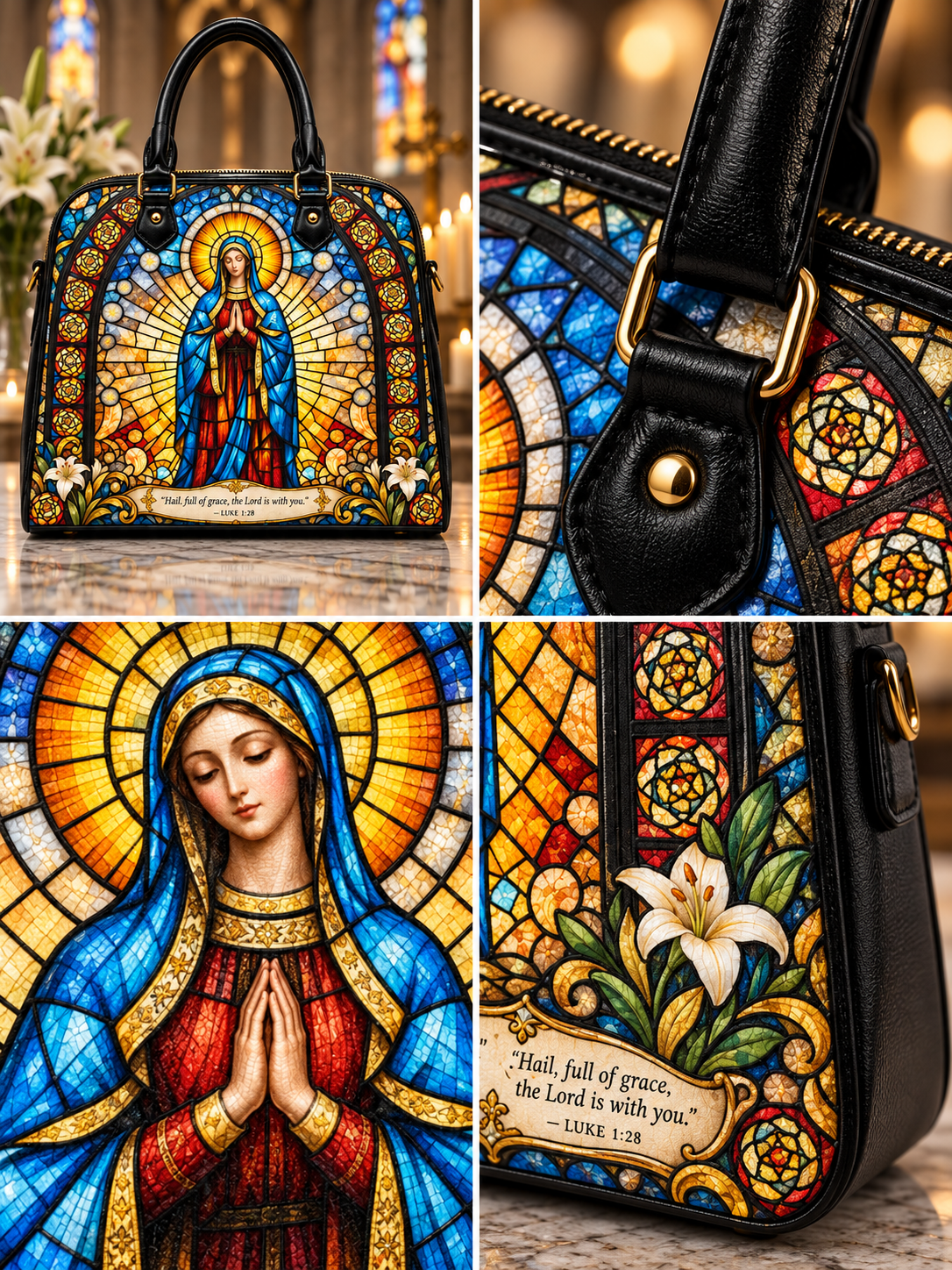 Blessed Virgin Mary Stained Glass Our Lady of Grace Dome Bag