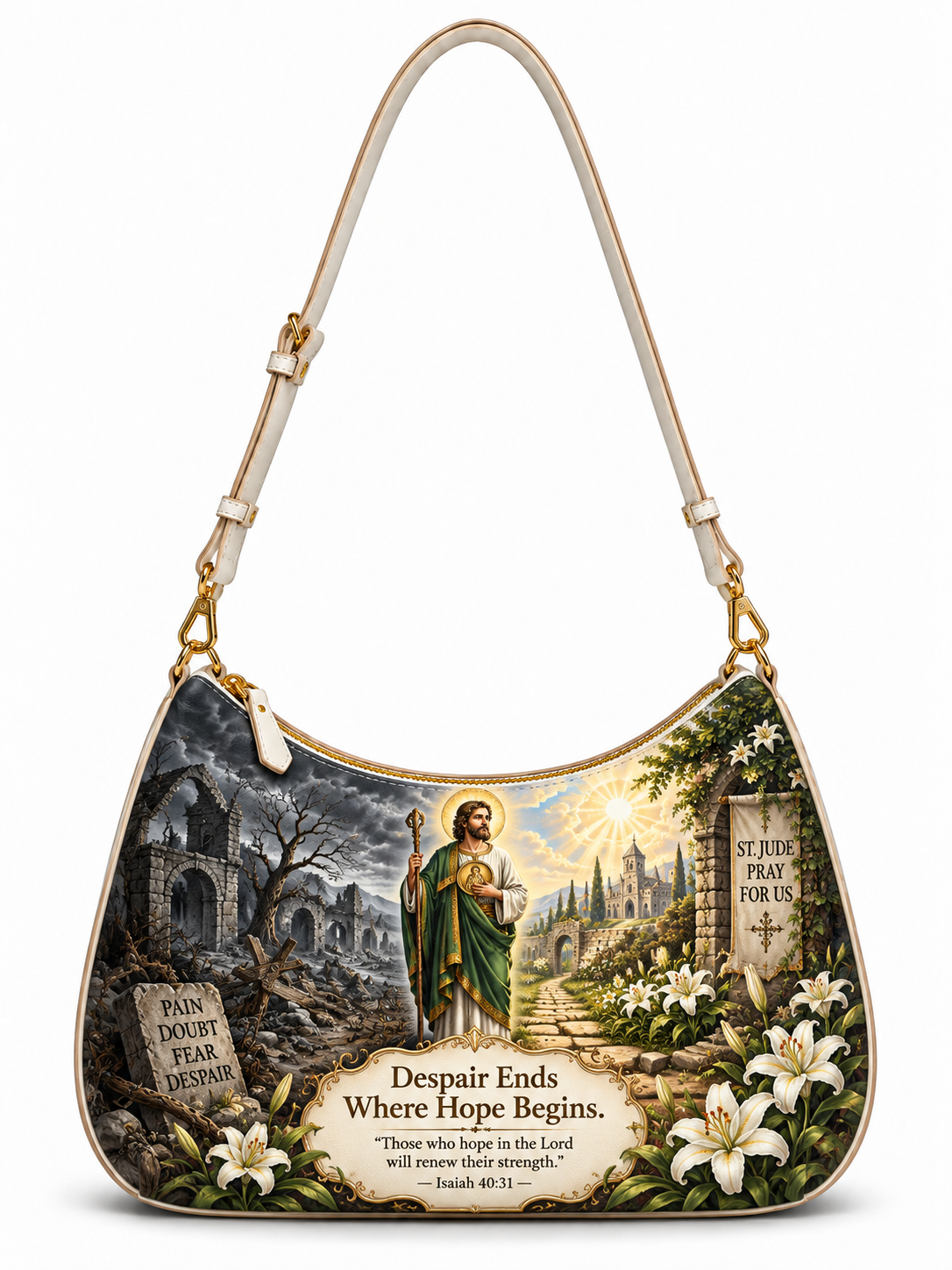 St. Jude Despair Ends Where Hope Begins Crescent Bag