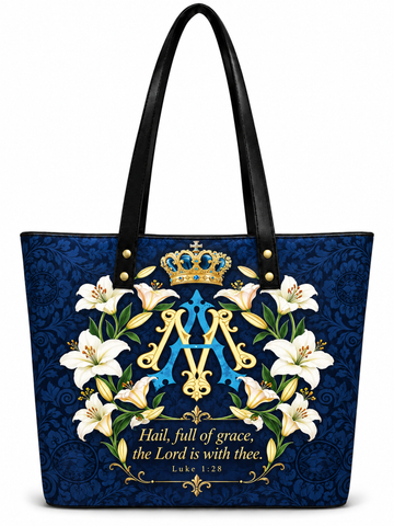 Blessed Virgin Mary Royal Ave Maria Monogram Shoulder Tote Bag