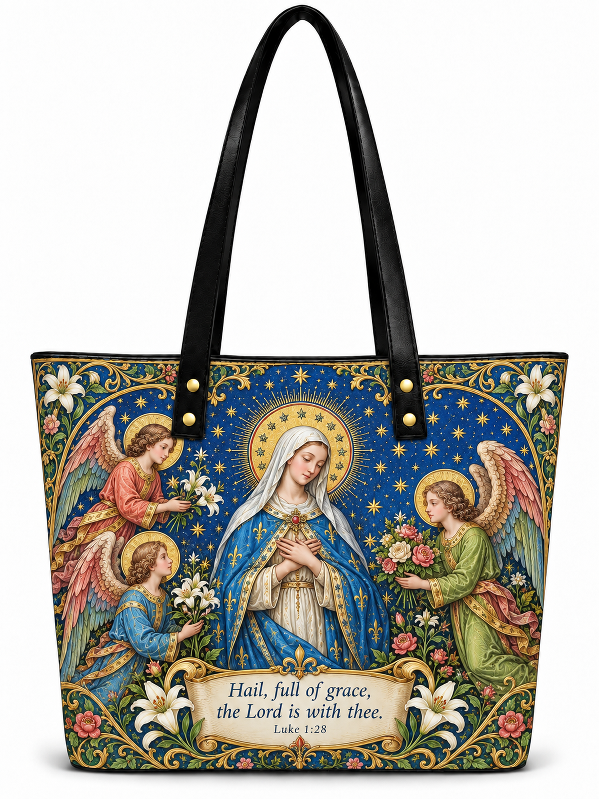 Blessed Virgin Mary Grace & Heavenly Angels Shoulder Tote Bag