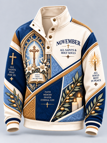 All Saints & Holy Souls Faith & Remembrance High Neck Button Sweatshirt