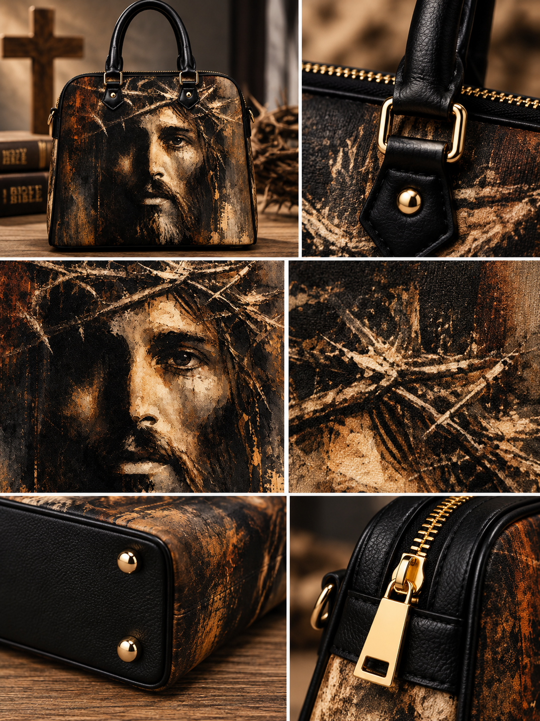 Crown of Thorns Rustic Face of Christ Dome Bag