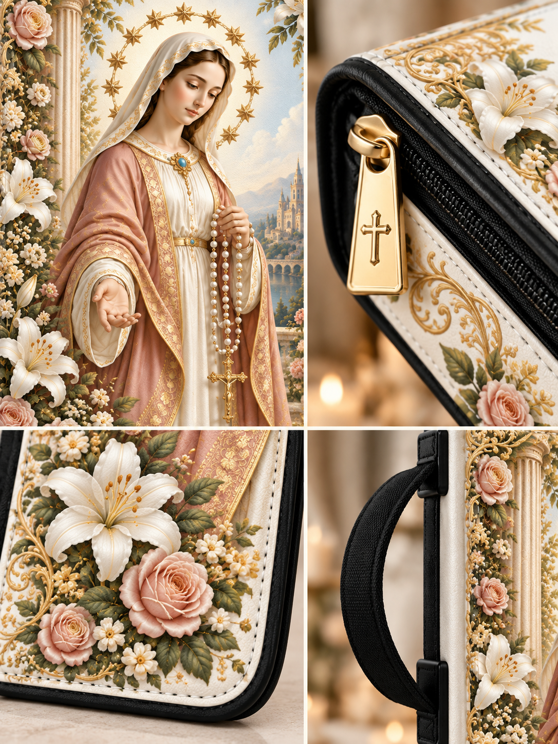Holy Rosary Roses Of Devotion Leather Clutch Bag