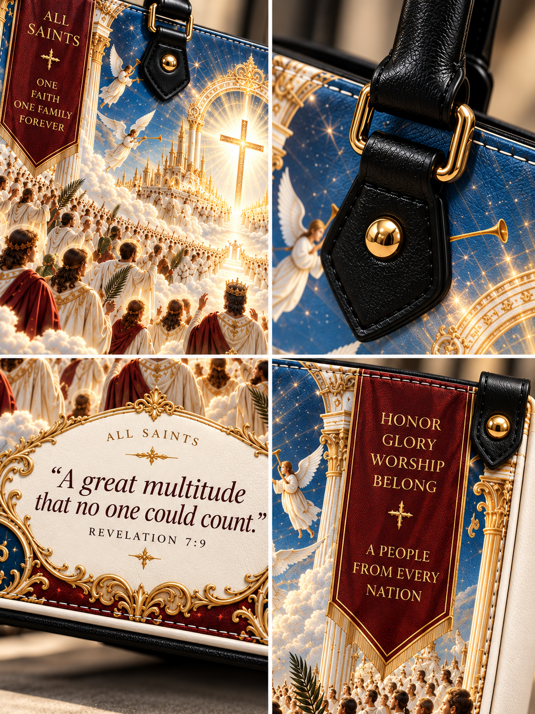 All Saints & Holy Souls The Great Multitude Leather Tote Bag