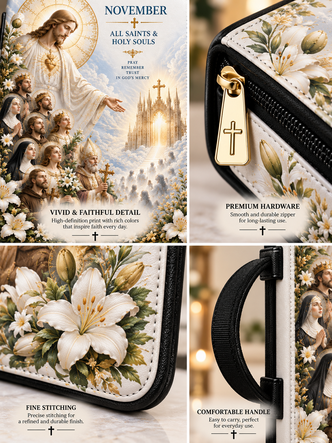 All Saints & Holy Souls Path To Eternal Life Leather Clutch Bag