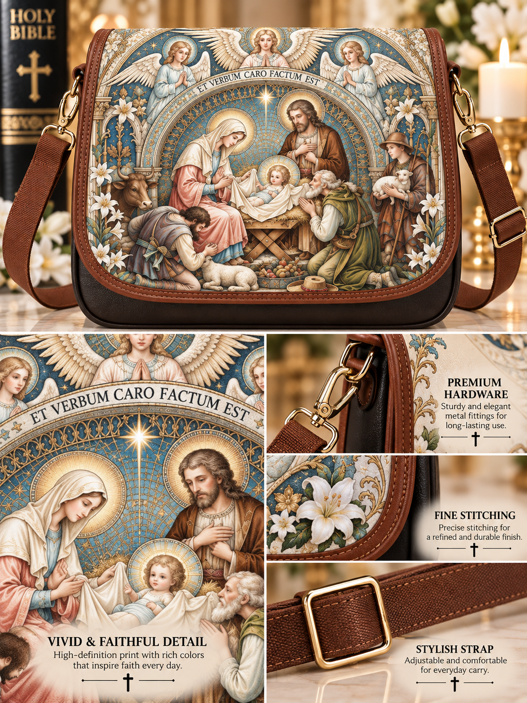 Advent & Christmas Holy Family Blessed Nativity Saddle Bag