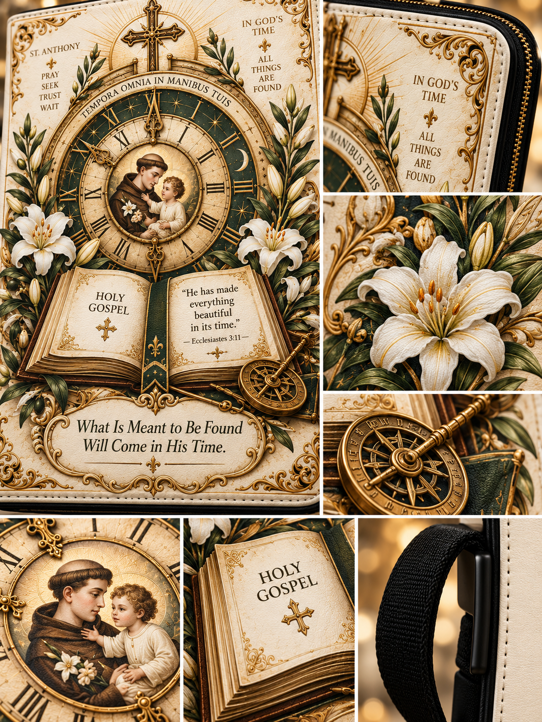 St. Anthony Found In His Time Leather Clutch Bag