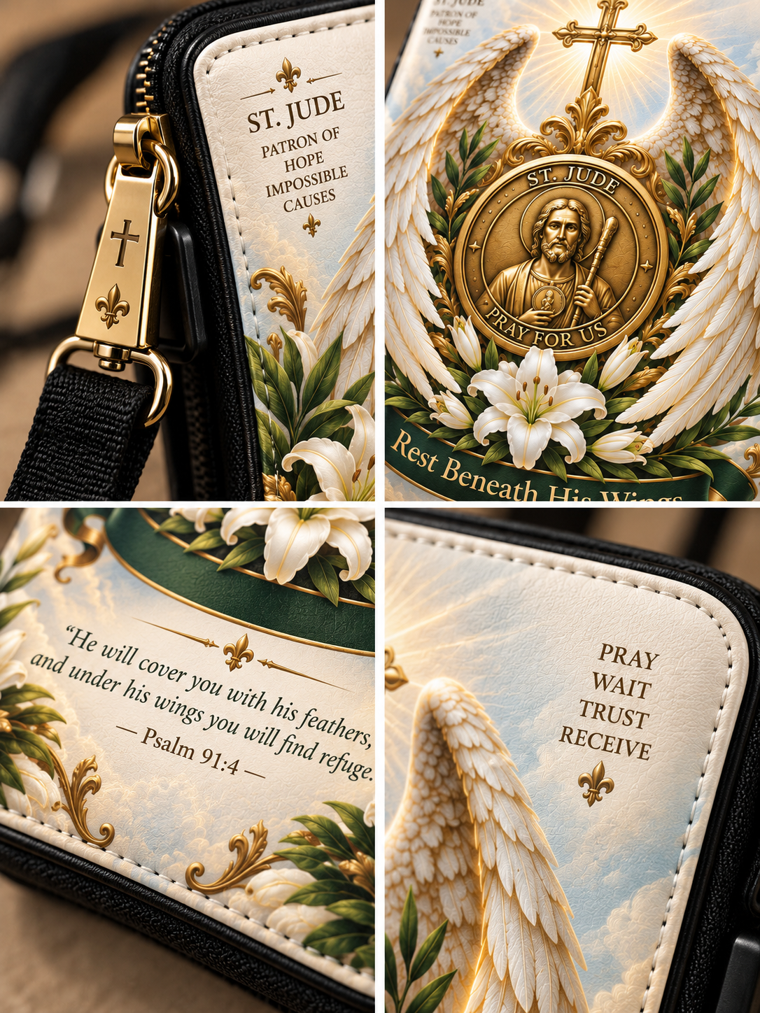 St. Jude Under His Wings Leather Clutch Bag