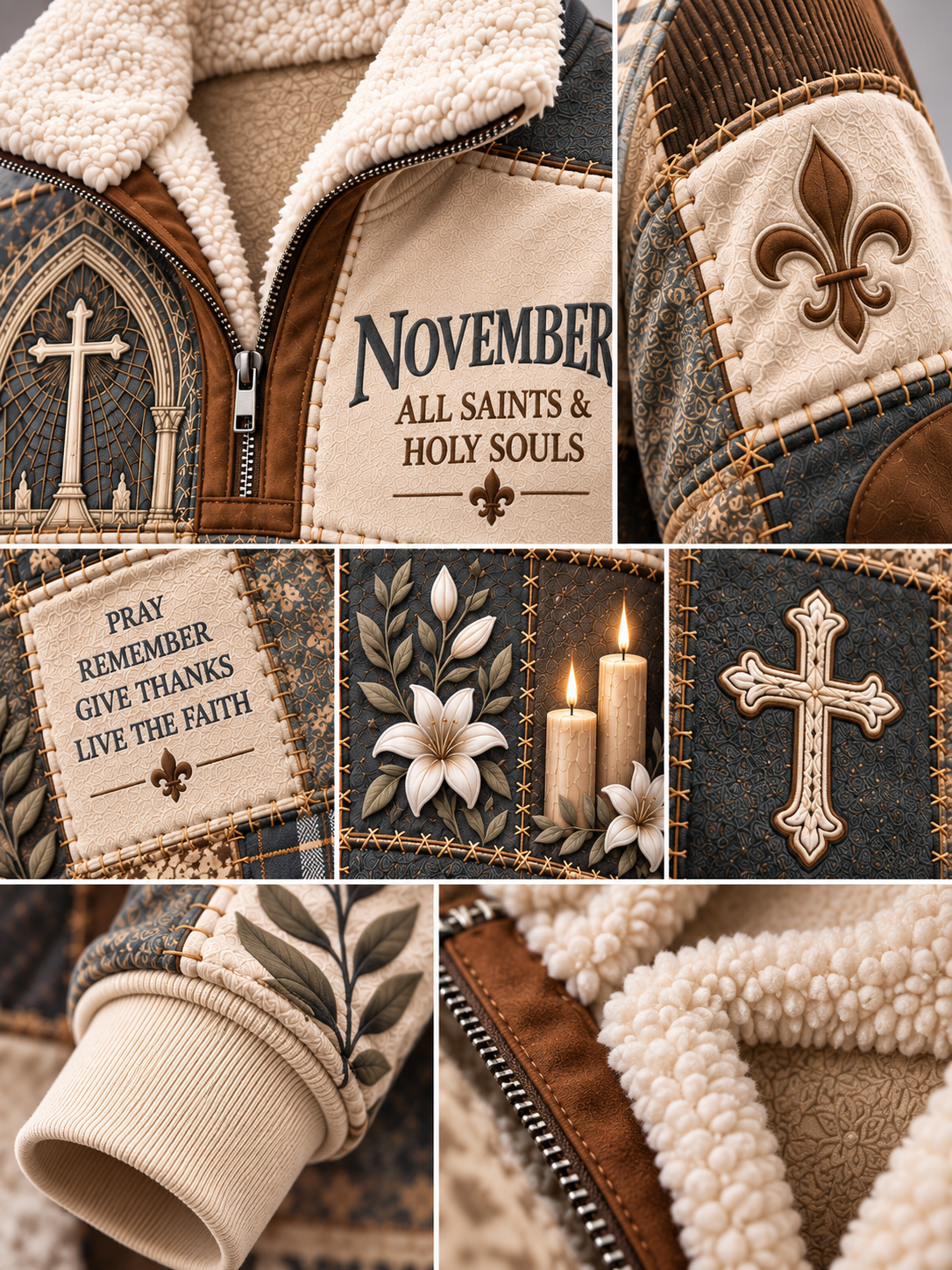 All Saints & Holy Souls November Remembrance Fur Collar Sweatshirt