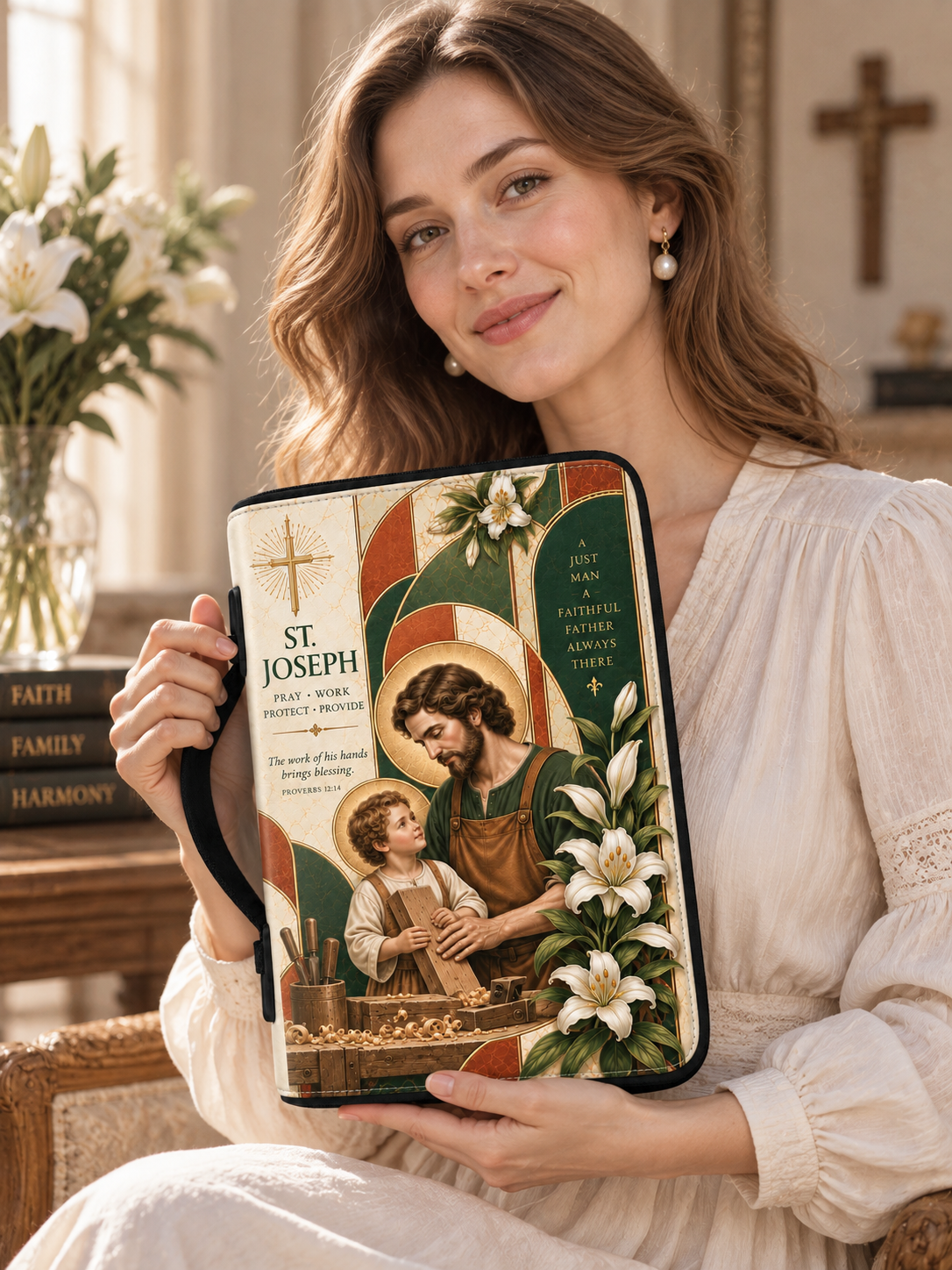 St. Joseph The Work Of His Hands Leather Clutch Bag