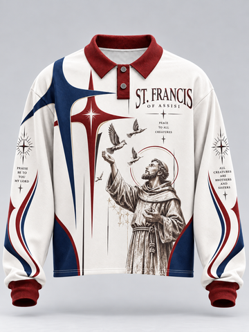 St. Francis Of Assisi Peace To All Creatures Long Sleeve Polo
