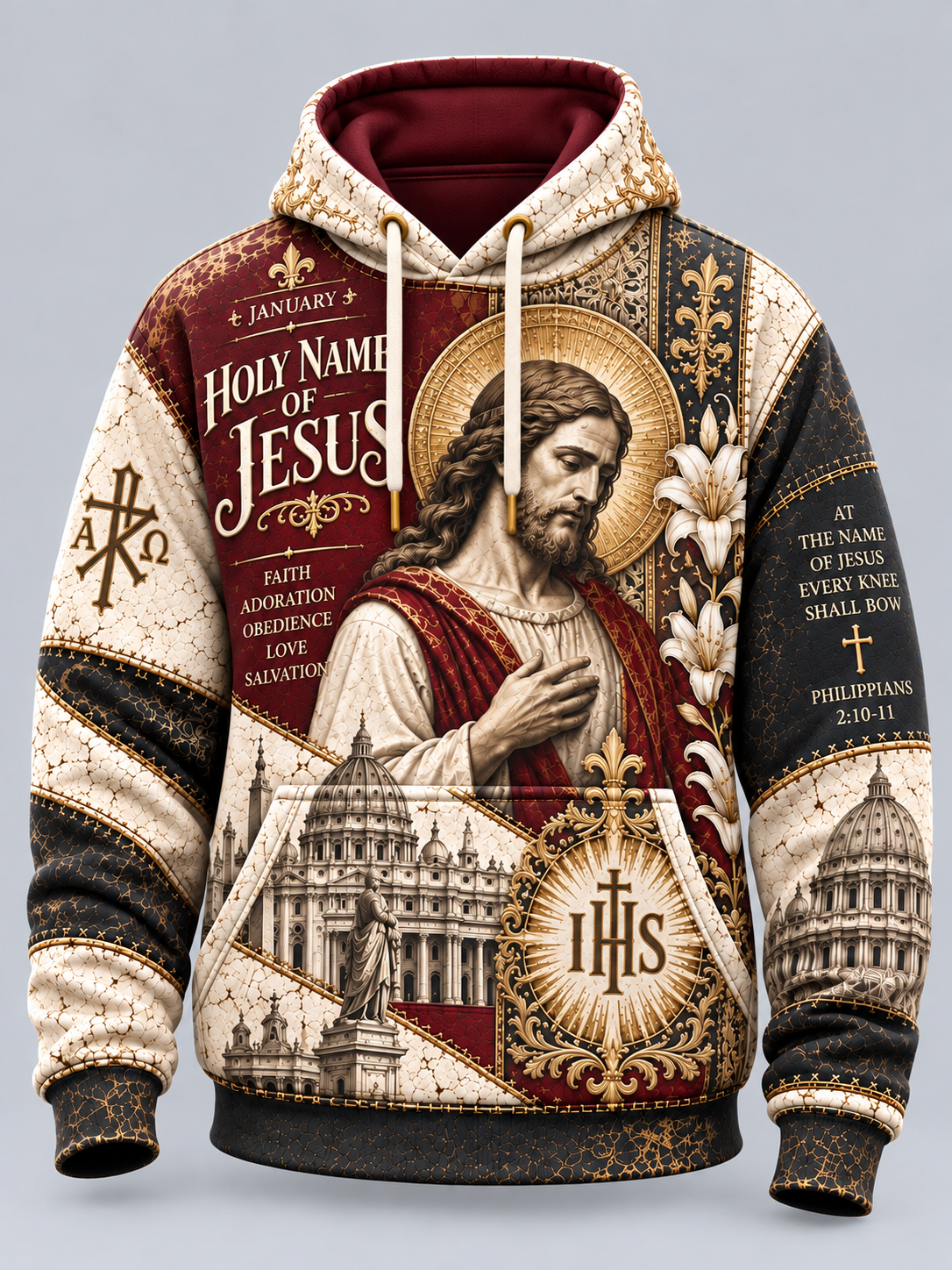 Holy Name Of Jesus Faith Adoration Obedience Love Salvation Hoodie