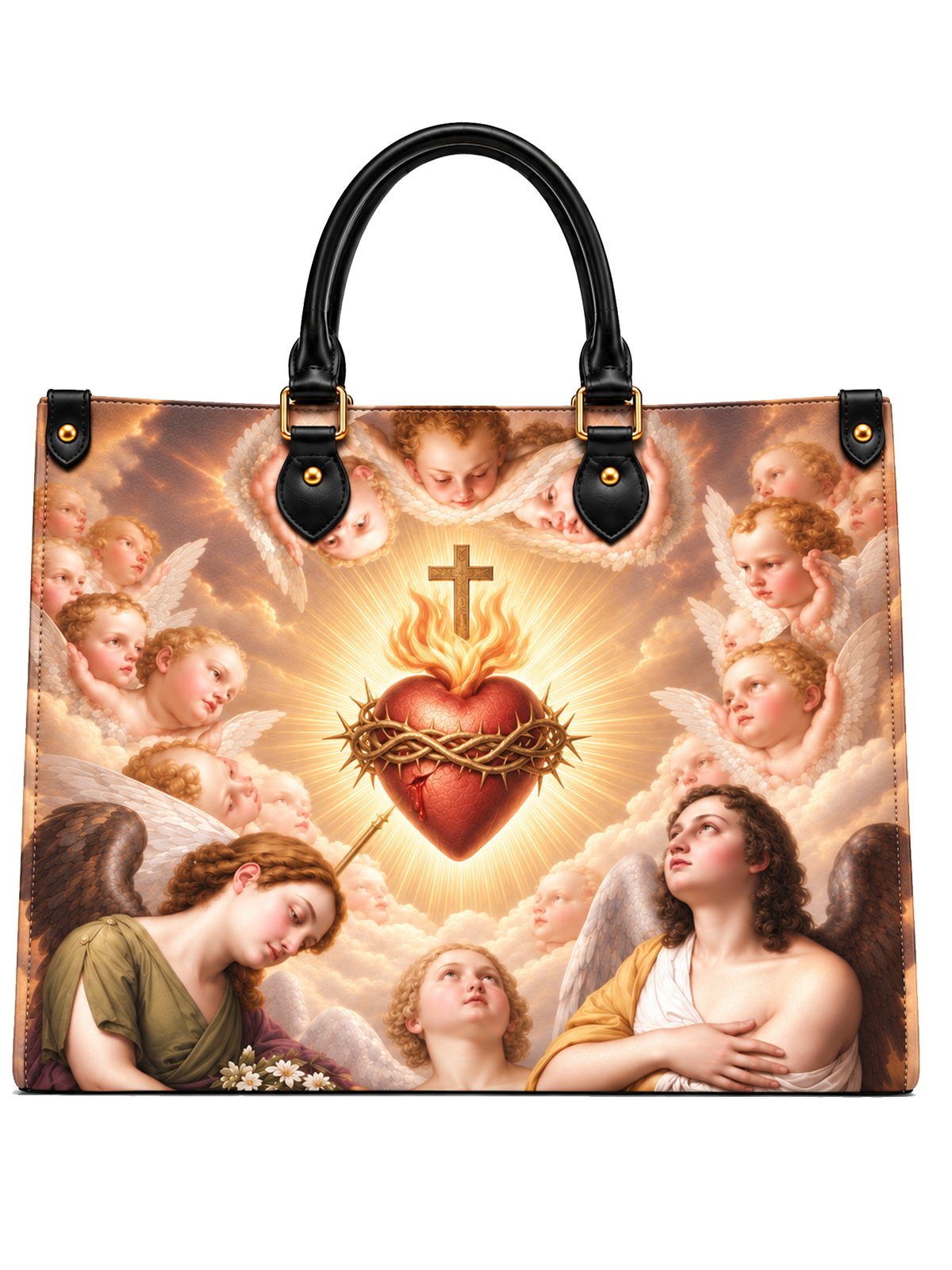 The Sacred Heart Of Glory Leather Tote Bag