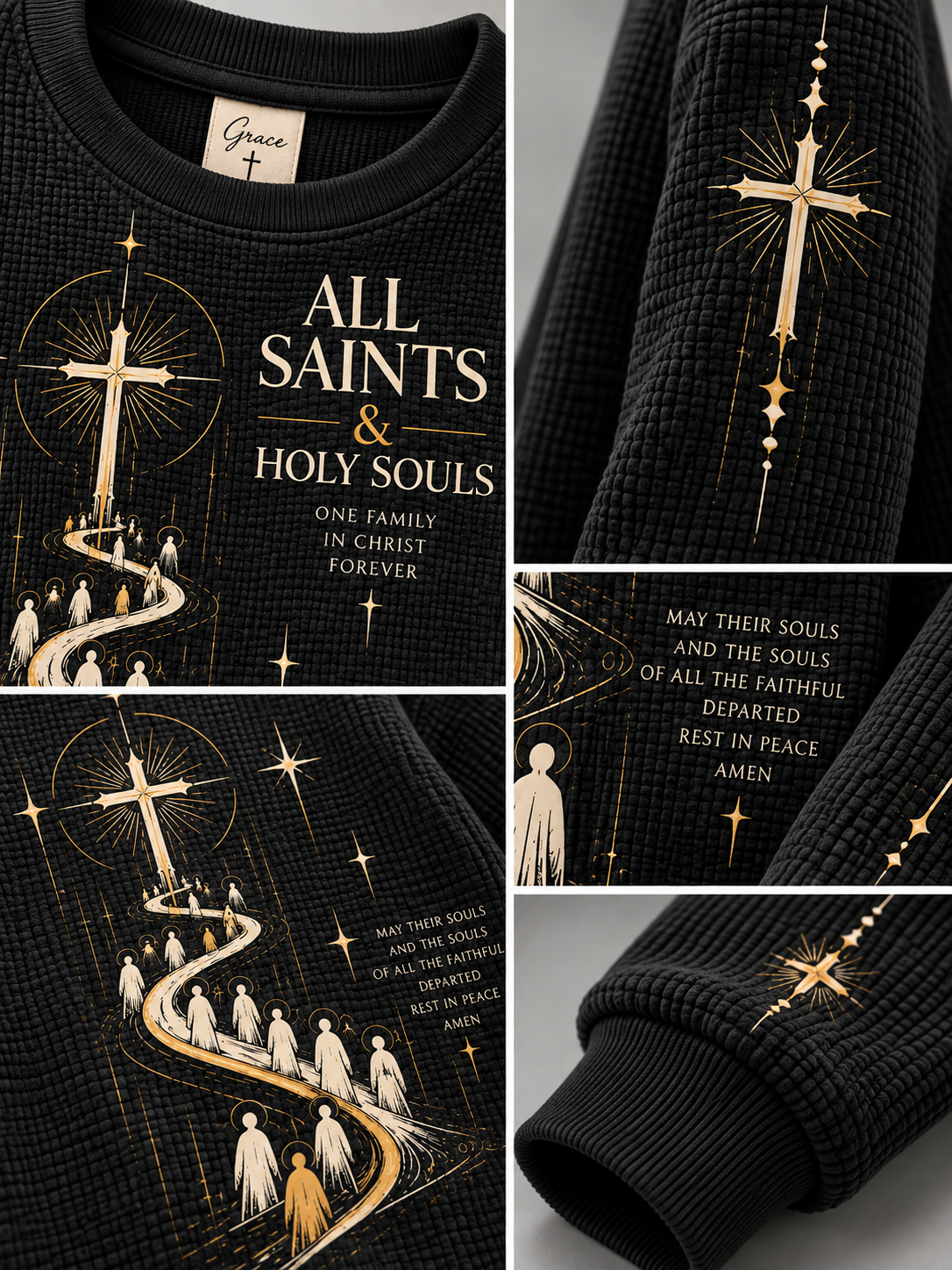 All Saints & Holy Souls One Family In Christ Women's Waffle Sweatshirt