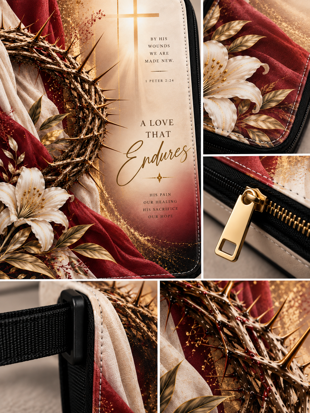 Crown Of Thorns A Love That Endures Leather Clutch Bag