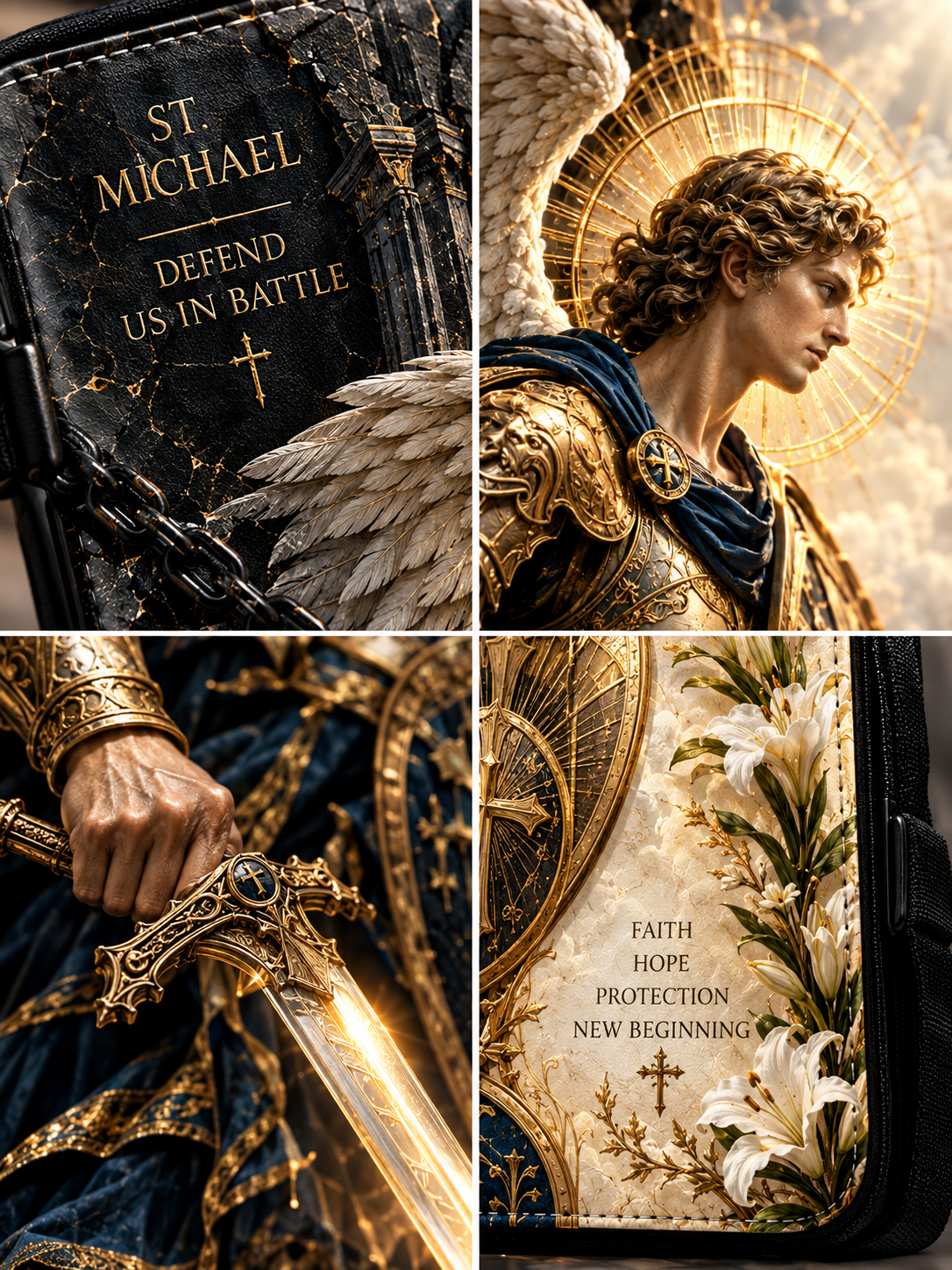 St. Michael The Light Shines In The Darkness Leather Clutch Bag